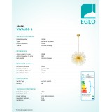 EGLO 39256 | Vivaldo1 Eglo visilice svjetiljka 32x G4 3200lm zlatno, prozirna