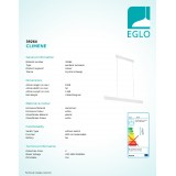 EGLO 39264 | Climene Eglo visilice svjetiljka jačina svjetlosti se može podešavati 1x LED 2500lm + 1x LED 1000lm 3000K bijelo