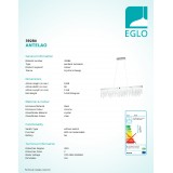 EGLO 39284 | Antelao Eglo visilice svjetiljka jačina svjetlosti se može podešavati 1x LED 4200lm 4000K krom, prozirna