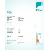 EGLO 39319 | Cados Eglo visilice svjetiljka 1x LED 630lm 3000K bijelo