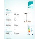 EGLO 39507 | Siracusa Eglo visilice svjetiljka 4x E27 smeđe, bakar