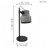 EGLO 39857 | Hilcott Eglo stolna svjetiljka 48cm sa prekidačem na kablu 1x E27 crno, cink