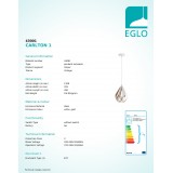 EGLO 43001 | Carlton-1 Eglo visilice svjetiljka 1x E27 bijelo, zlatno