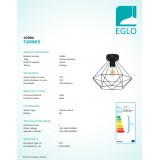 EGLO 43004 | Tarbes Eglo stropne svjetiljke svjetiljka 1x E27 crno