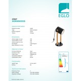 EGLO 43047 | Hornwood Eglo stolna svjetiljka 42cm sa prekidačem na kablu elementi koji se mogu okretati 1x E27 crno, bezbojno, krem