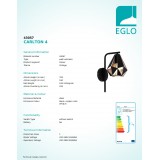 EGLO 43057 | Carlton-1 Eglo zidna svjetiljka 1x E27 crno, crveni bakar