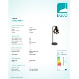EGLO 43058 | Carlton-1 Eglo stolna svjetiljka 50,5cm sa prekidačem na kablu 1x E27 crno, crveni bakar