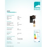 EGLO 43152 | Townshend-4 Eglo zidna svjetiljka 1x E27 braon antik, crno