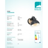 EGLO 43164 | Lubenham Eglo zidna svjetiljka elementi koji se mogu okretati 1x E27 crno, bezbojno, smeđe