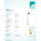 EGLO 43166 | Lubenham Eglo podna svjetiljka 160cm sa nožnim prekidačem elementi koji se mogu okretati 1x E27 crno, bezbojno, smeđe