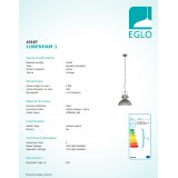 EGLO 43167 | Lubenham-1 Eglo visilice svjetiljka 1x E27 antični nikal, krem