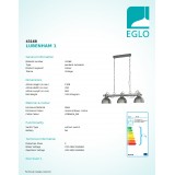 EGLO 43168 | Lubenham-1 Eglo visilice svjetiljka 3x E27 antični nikal, krem