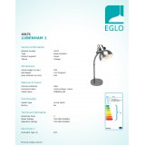EGLO 43171 | Lubenham-1 Eglo stolna svjetiljka 57cm sa prekidačem na kablu elementi koji se mogu okretati 1x E27 antični nikal, krem