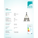 EGLO 43194 | Rampside Eglo visilice svjetiljka 6x E27 crno, bezbojno