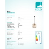 EGLO 43216 | Bordesley Eglo visilice svjetiljka 1x E27 crno, drvo, bezbojno