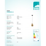 EGLO 43226 | Chiavica Eglo visilice svjetiljka 1x E27 mesing