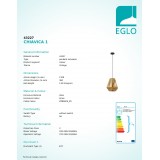 EGLO 43227 | Chiavica Eglo visilice svjetiljka 1x E27 mesing