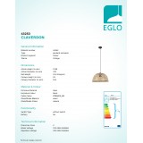 EGLO 43253 | Claverdon Eglo visilice svjetiljka 1x E27 crno, drvo, bezbojno