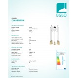 EGLO 43255 | Claverdon Eglo visilice svjetiljka 5x E27 crno, drvo, bezbojno