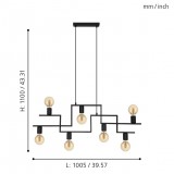 EGLO 43365 | Fembard Eglo visilice svjetiljka 7x E27 crno
