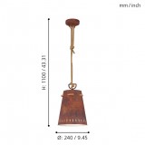 EGLO 43404 | Meopham Eglo visilice svjetiljka 1x E27 rdža smeđe, krem