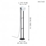 EGLO 43429 | Hornwood-1 Eglo podna svjetiljka 139,5cm sa prekidačem na kablu elementi koji se mogu okretati 1x E27 crno, bijelo