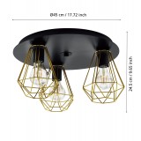 EGLO 43654 | Tarbes Eglo stropne svjetiljke svjetiljka 3x E27 crno, mesing
