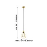 EGLO 43681 | Tarbes Eglo visilice svjetiljka 1x E27 brušeno zlato, crno
