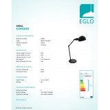 EGLO 49041 | Exmoor Eglo stolna svjetiljka 54cm sa prekidačem na kablu elementi koji se mogu okretati 1x E27 crno, bijelo