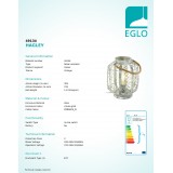 EGLO 49134 | Hagley Eglo stolna svjetiljka 30,5cm sa prekidačem na kablu 1x E27 antik, bezbojno