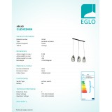 EGLO 49142 | Clevedon Eglo visilice svjetiljka 3x E27 crno
