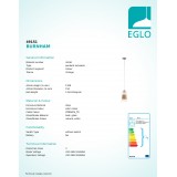 EGLO 49151 | Burnham Eglo visilice svjetiljka 1x E27 poniklano mat, bezbojno, bijelo