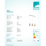 EGLO 49152 | Burnham Eglo visilice svjetiljka 3x E27 poniklano mat, bezbojno, bijelo