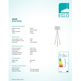 EGLO 49156 | Bidford Eglo podna svjetiljka 154cm sa nožnim prekidačem 1x E27 smeđe, bijelo