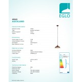 EGLO 49243 | Auckland Eglo visilice svjetiljka 1x E27 antik crveni bakar, bijelo