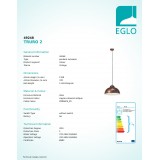 EGLO 49248 | Truro-2 Eglo visilice svjetiljka 1x E27 antik crveni bakar, bijelo