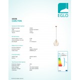 EGLO 49258 | Carlton Eglo visilice svjetiljka 1x E27 crveni bakar, crno