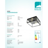 EGLO 49392 | Charterhouse Eglo stropne svjetiljke svjetiljka 2x E27 crno, prozirna