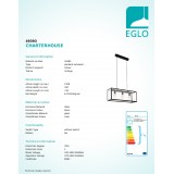 EGLO 49393 | Charterhouse Eglo visilice svjetiljka 3x E27 crno, prozirna