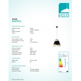 EGLO 49446 | Austell Eglo visilice svjetiljka 1x E27 crno, zlatno