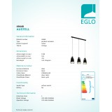 EGLO 49448 | Austell Eglo visilice svjetiljka 3x E27 crno, zlatno