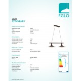EGLO 49457 | Stockbury Eglo visilice svjetiljka 2x E27 braon antik, bež