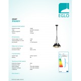 EGLO 49467 | Priddy Eglo visilice svjetiljka 7x E27 crno, bijelo