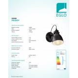 EGLO 49468 | Priddy Eglo zidna svjetiljka elementi koji se mogu okretati 1x E27 crno, bijelo