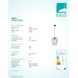 EGLO 49472 | Newtown Eglo visilice svjetiljka 1x E27 crno