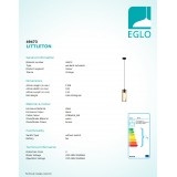 EGLO 49473 | Littleton Eglo visilice svjetiljka 1x E27 crno, smeđe, drvo