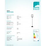 EGLO 49474 | Newtown Eglo podna svjetiljka 159,5cm sa nožnim prekidačem 1x E27 crno