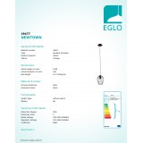 EGLO 49477 | Newtown Eglo visilice svjetiljka 1x E27 crno