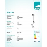 EGLO 49479 | Newtown Eglo visilice svjetiljka 3x E27 crno