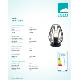 EGLO 49481 | Newtown Eglo stolna svjetiljka 23cm sa prekidačem na kablu 1x E27 crno